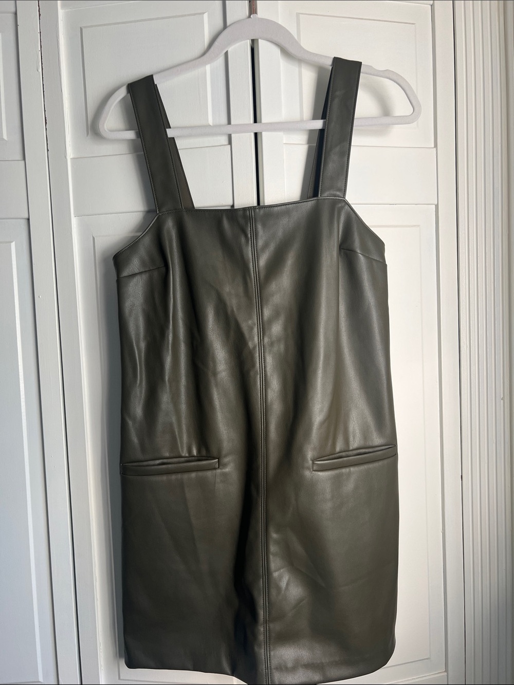 Abercrombie & Fitch Olive Faux Leather Pinafore Romper